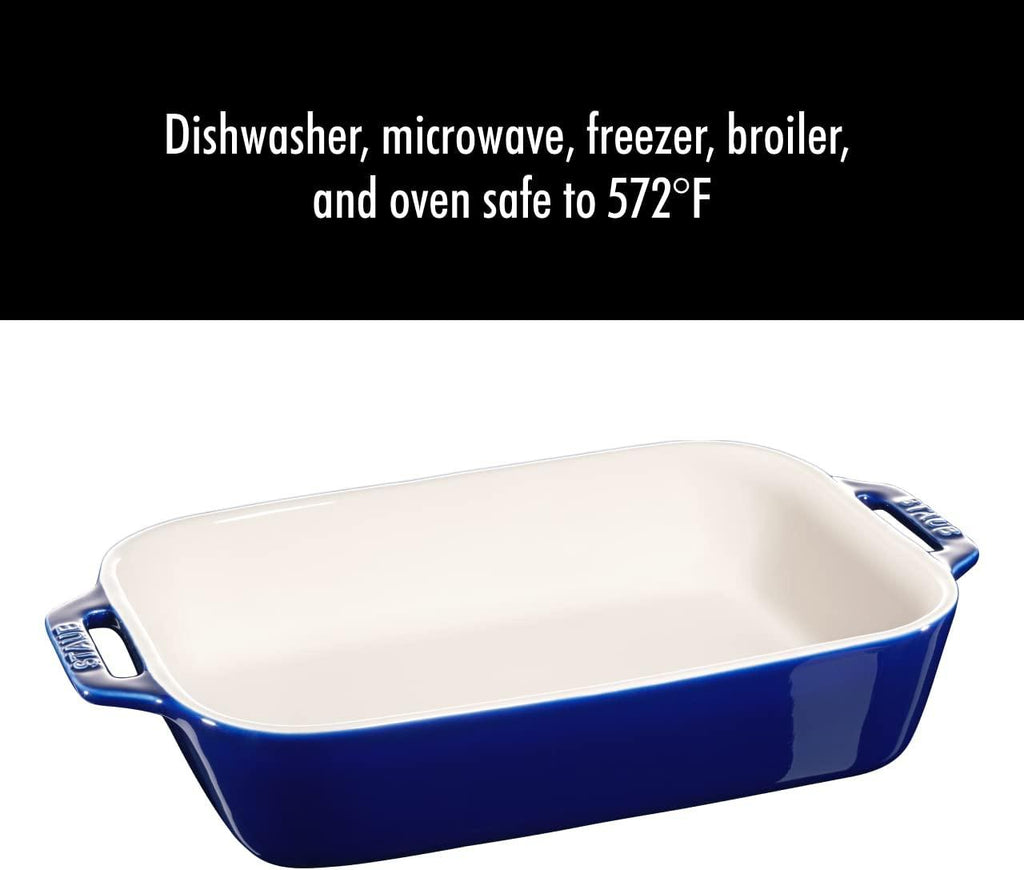 STAUB Ceramics Rectangular Baking Dish Set, 2 pc, Dark Blue