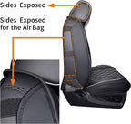 Front Seat Covers Chevy Silverado GMC Sierra Pickup Trail Boss Z71 Custom Fit 2007-2024 1500 2500HD 3500HD Crew Double Extended Cab Waterproof Leather Seat Protectors(2 PCS Front, Black-White)