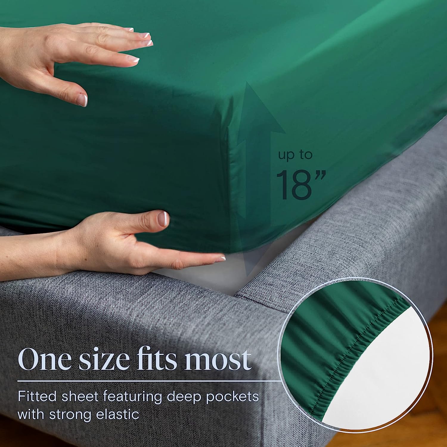 LuxClub 6 PC Queen Sheet Set Bamboo Sheets Deep Pockets 18" Eco Friendly Wrinkle Free Cooling Sheets Machine Washable Hotel Bedding Silky Soft - Emerald Queen