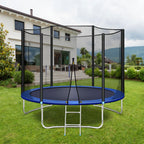 Trampoline with Enclosure Net, Outdoor Patio Fitness Kids Trampoline with PVC Spring Cover Padding, 330lbs Capacity Round Trampoline with Ladder, Recreational Trampoline for Backyard Park Patio, S1572