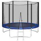 Trampoline with Enclosure Net, Outdoor Patio Fitness Kids Trampoline with PVC Spring Cover Padding, 330lbs Capacity Round Trampoline with Ladder, Recreational Trampoline for Backyard Park Patio, S1572