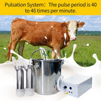 Cow MilMachine 5L Pulsation Vacuum Electric Portable  Steel Kit, High Configuration Double Head Teat Cups for Cow