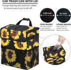 Vankor Cute Trash Can for Automotive Car, Trash Bag Bin Hanging Waterproof Leak Proof Vehicle Garbage Cans Sunflower