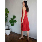 elegant spaghetti strap midi dress