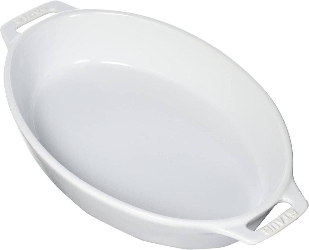 STAUB Ceramics Oval Baking Dish, 11-inch, White