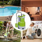 Green  1.5HP Sump Pump Submersible High Flow 5000GPH for ly Clean Dirty Water Removal from Basement Sump Pit Pools Hot Tub Spas Garden Pond 203631