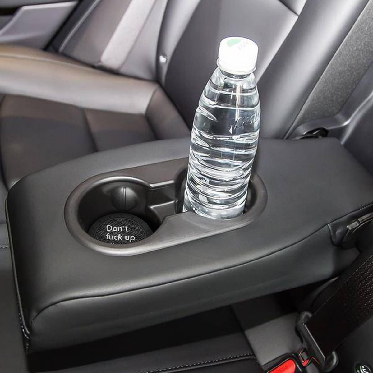 8sanlione Car Cup Coaster, 4Pcs 2.75 Inch Auto Cup Holder Insert Coasters, Non-Slip Waterproof Embedded Drink Mat, Automotive Interior Accessories for Men and Women (D Black/4PCS)