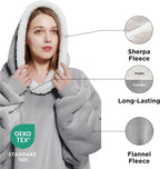 Bedsure Wearable Blanket Hoodie - Sherpa Fleece Hooded Blanket for Adult as A Gift, Warm &amp; Comfortable Blanket Sweatshirt with Giant Pocket both Indoors and Outdoors (Standard, Grey)