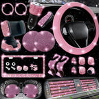 27pcs Bling Car Accessories Set For Women, Bling Steering Wheel Covers Universal Fit 15 Inch, Bling License Plate Frame,  Phone Holder, Car Coasters