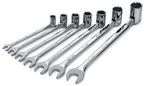 S K Hand Tools SKT86132 7 Piece SuperKrome Flex Fractional Combination Wrench Set