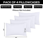 Utopia Bedding Queen Pillowcases - 4 Pack - Envelope Closure - Soft Brushed Microfiber Fabric - Shrinkage and Fade Resistant Pillow Covers Queen Size 20 X 30 Inches (Queen, White)