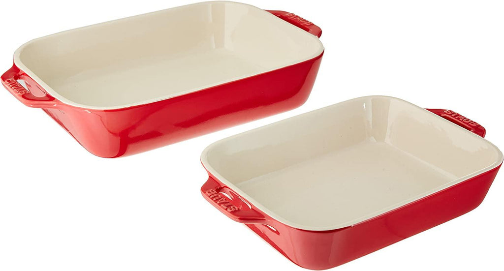 STAUB Ceramics Rectangular Baking Dish Set, 2 pc, Cherry
