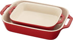 STAUB Ceramics Rectangular Baking Dish Set, 2 pc, Cherry