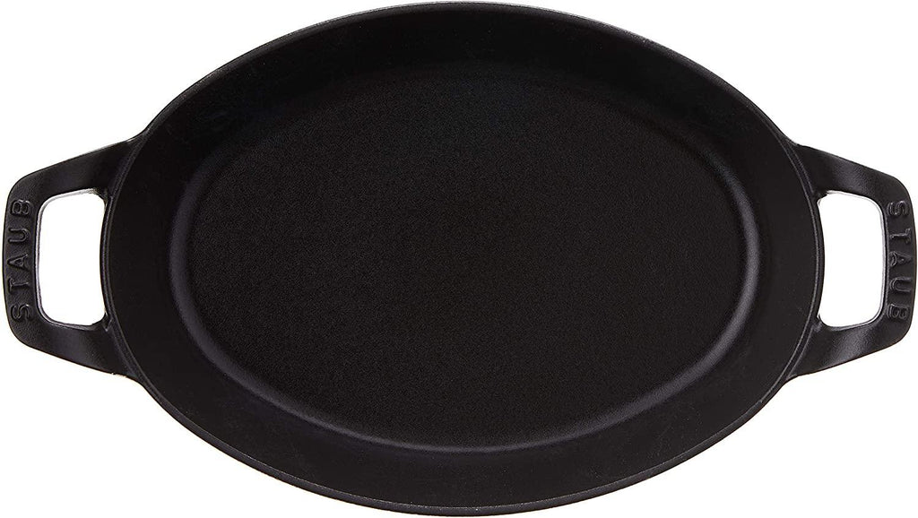 Staub Cast Iron 9.5-inch x 6.75-inch Oval Baking Dish - Matte Black, Made in France