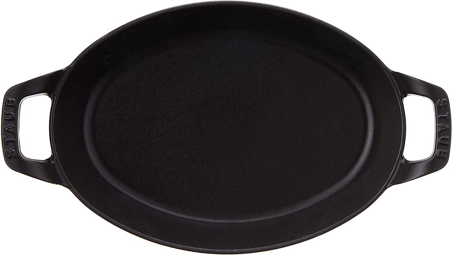 Staub Cast Iron 9.5-inch x 6.75-inch Oval Baking Dish - Matte Black, Made in France