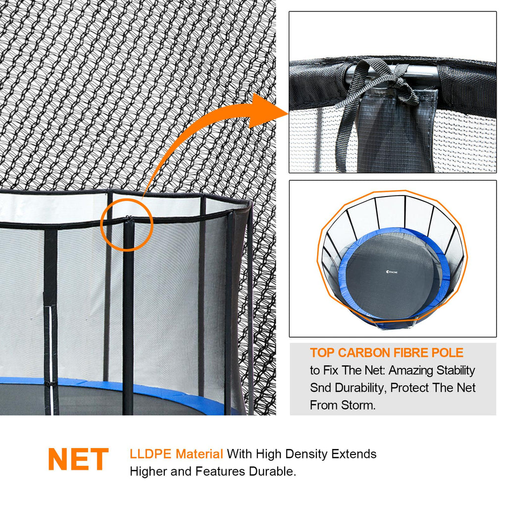 Exacme 15 FT Round Trampoline with 400 LBS Weight Limit&amp;Upgraded Carbon Fiber Support Pole With OranBasketball Hoop