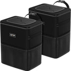 HOTOR Car Trash Can - 2 Pack, Optimal Car Accessories for Interior, Leakproof Car Organizers and Storage Bin for Front &amp; Rear Seats, Car Organizer with Adjustable Straps, Magnetic Snaps,Black