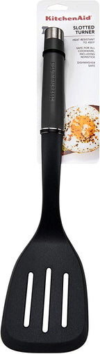 KitchenAid Gourmet Nylon Slotted Turner, one size, Matte Black