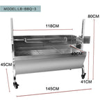 Steel Spit Roaster Rotisserie Barbecue Charcoal Grill 118CM Large