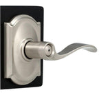 Accent Satin Nickel Privacy Bed/Bath Door Lever with Camelot Trim