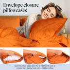 LuxClub 6 PC Queen Sheet Set Bamboo Sheets Deep Pockets 18" Eco Friendly Wrinkle Free Cooling Sheets Machine Washable Hotel Bedding Silky Soft - Autumn Orange Queen