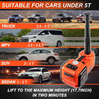 E-HEELP Electric Car Jack Kit 5Ton 12V Hydraulic Car Jack Lift with Electric Impact Wrench for SUV MPV Sedan Truck ChanTires GaraRepair