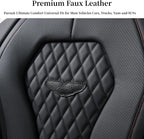 Coverado Leather Seat Covers Front, 2-Pack Universal Seat Covers for Cars, Waterproof Luxury Leatherette Car Seat Cushions, Auto Car Seats Protectors, Driver Seat Covers Fit for Most Vehicles Red line