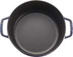 Staub Cast Iron 6-qt Cochon Shallow Wide Round Cocotte - Dark Blue, Made in France