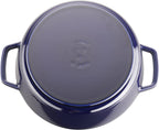 Staub Cast Iron 6-qt Cochon Shallow Wide Round Cocotte - Dark Blue, Made in France