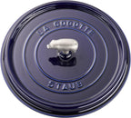 Staub Cast Iron 6-qt Cochon Shallow Wide Round Cocotte - Dark Blue, Made in France