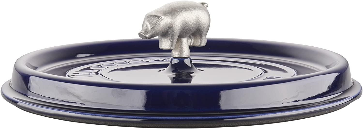 Staub Cast Iron 6-qt Cochon Shallow Wide Round Cocotte - Dark Blue, Made in France