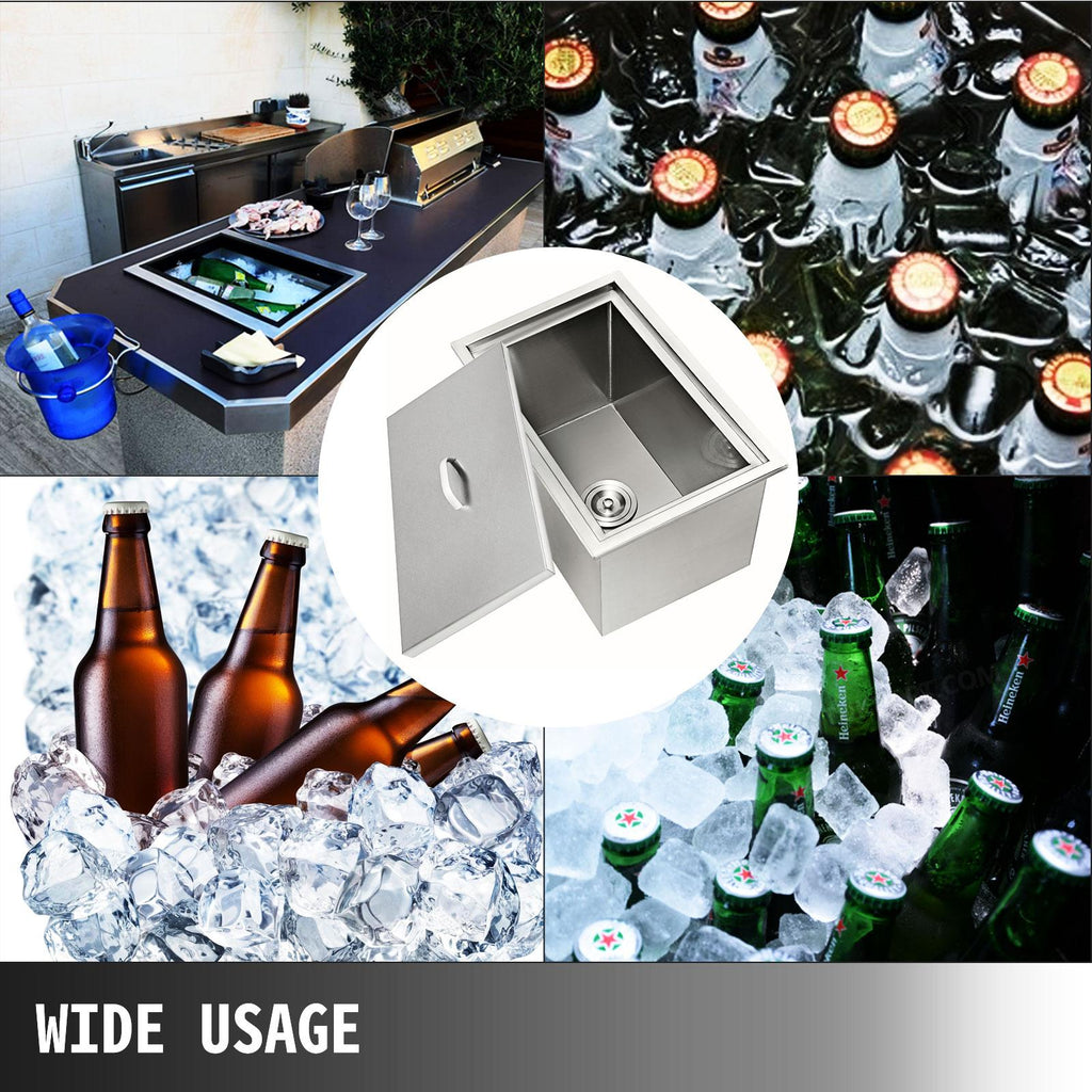Outdoor Kitchen Drop-in Ice Chest Basin Insulated Wall Cooler Beer Beverage