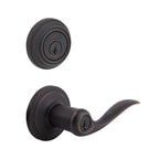 Tustin Venetian Bronze ExteriorEntry Door Lever and Single Cylinder Deadbolt Combo Pack Featuring SmartKey Security