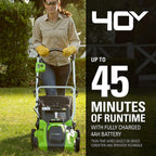 Greenworks 40V Push Lawn Mower, 16-Inch Electric Lawn Mower with 4.0Ah Battery and Charger Included
