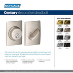Century Matte Black Single Cylinder Deadbolt