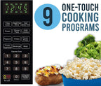 Farberware Black FMO12AHTBSG 1.2 Cu. Ft. 1100-Watt Microwave Oven with Grill, ECO Mode and Blue LED Lighting, Black  Steel (Renewed)