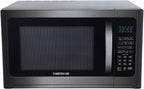 Farberware Black FMO12AHTBSG 1.2 Cu. Ft. 1100-Watt Microwave Oven with Grill, ECO Mode and Blue LED Lighting, Black  Steel (Renewed)