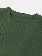 mens solid color round neck casual basic cable knit sweater with scarf