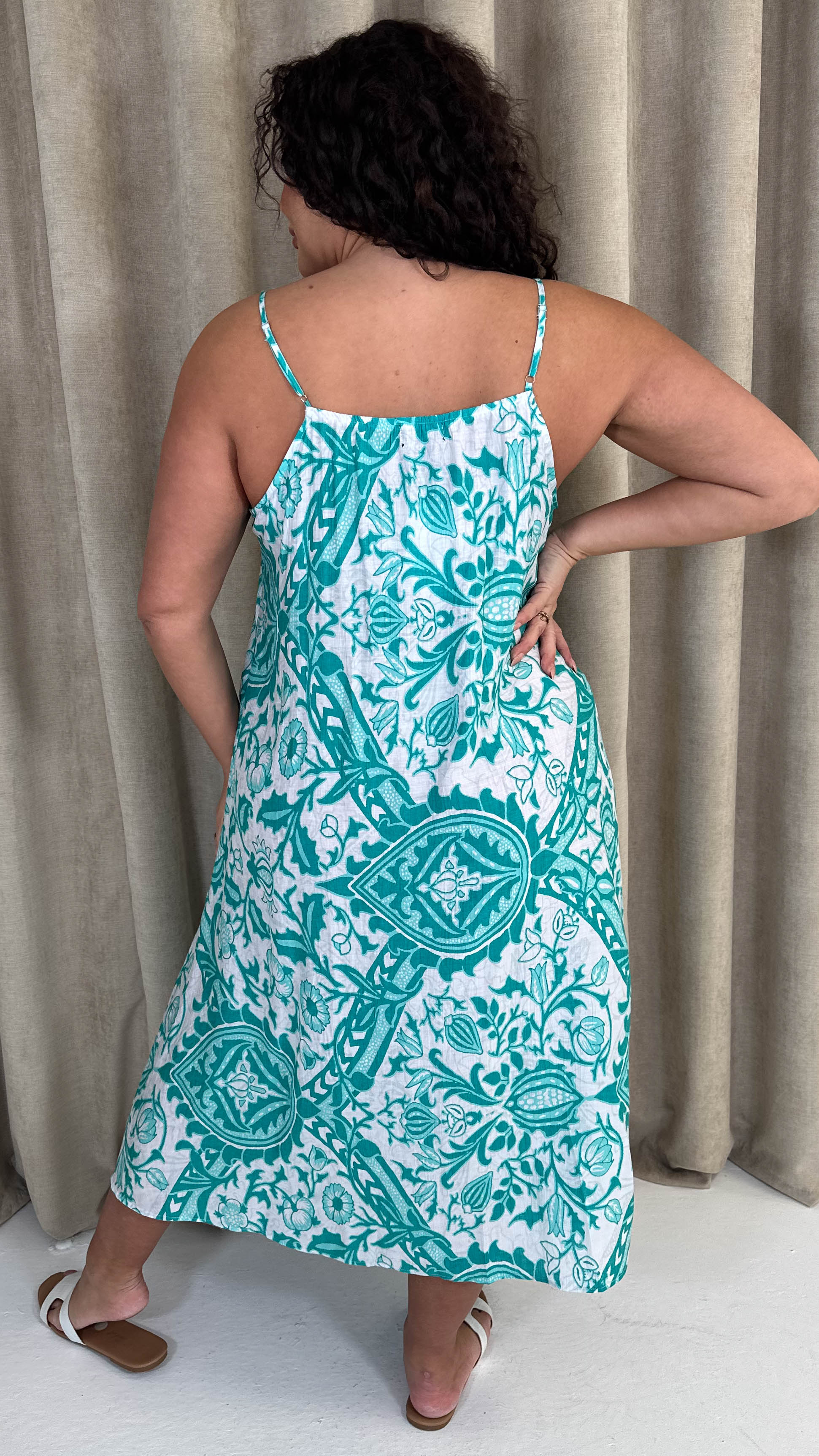 CurveWow Paisley Cami Dress Turquoise