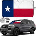 Autoamerics 1-Piece Windshield Sun Shade American Texas Flag USA Patriotic  - Foldable Car Front Window Sunshade for Sedans SUV Truck - Blocks Max UV Rays and Keeps Your Vehicle Cool - Medium