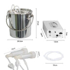 MAPOTAD 7L Goat Electric MilMachine, Automatic Rechargeable Battery Powered Pulsation Vacuum Pump with 2 Teat Cups  Steel Bucket for Goat(Battery Model)