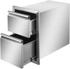 Mophorn Outdoor Kitchen Drawers 13" W X 20.5" H X 21" D, Flush Mount Double BBQ
