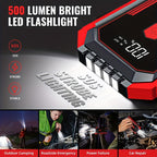 Car Jump Starter 2500A Peak Car Battery Jump Starter  Up To 2.11gal Gas And 1.85gal Diesel Engine 12V Portable Lithium Jump Starter LED Light/USB QC3.0