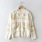 turtleneck lace print sweater