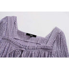 lace-up ruffle cropped blouse