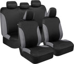 BDK UltraSleek Gray Seat Covers for Cars Full Set, Two-Tone Front Seat Covers with Matching Back Seat Cover, Stylish Car Seat Protectors with Split Bench , Automotive Interior Covers