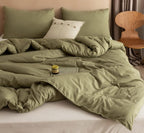 ROSGONIA Queen Comforter Set Olive Green,3pcs Bedding Sets Queen(1 Boho Olive Comforter &amp; 2 Pillowcases),Lightweight Comforter for Queen Size Bed,Cozy Blanket Set Fall Quilt for All Season,Gifts Ideas