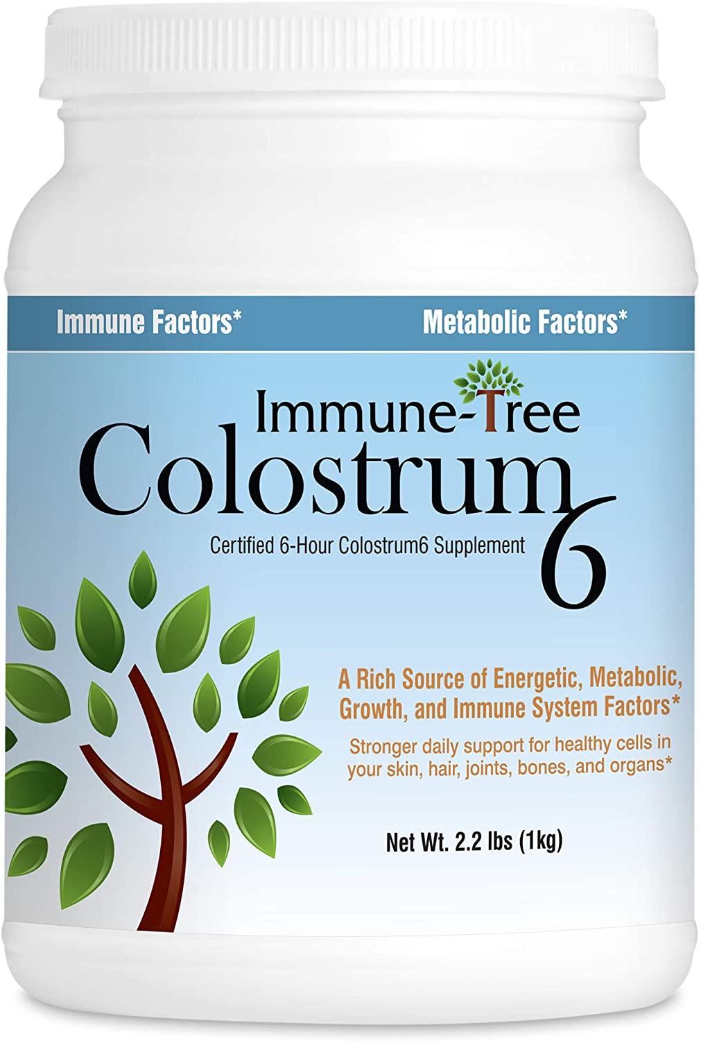 Immune Tree All Natural 100% Bovine Colostrum Powder | Maximum Strength | 661 Servings | 2.2lb (1 Kilo) | Certified 6 Hour | Absorbs Readily | Protects Natural Anti-Aging, Immune, Metabolic, & Other Essential Factors | Made in USA From Gras