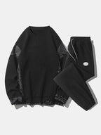 mens paisley print patchwork texture sweatshirt casual two pieces outfits