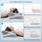 DONAMA Cervical Pillow for Neck Pain Relief,Contour Memory Foam,Ergonomic Orthopedic Neck Support Pillows for Side,Back &amp; Stomach Sleepers with Breathable Pillowcase Queen Size,Light Gray